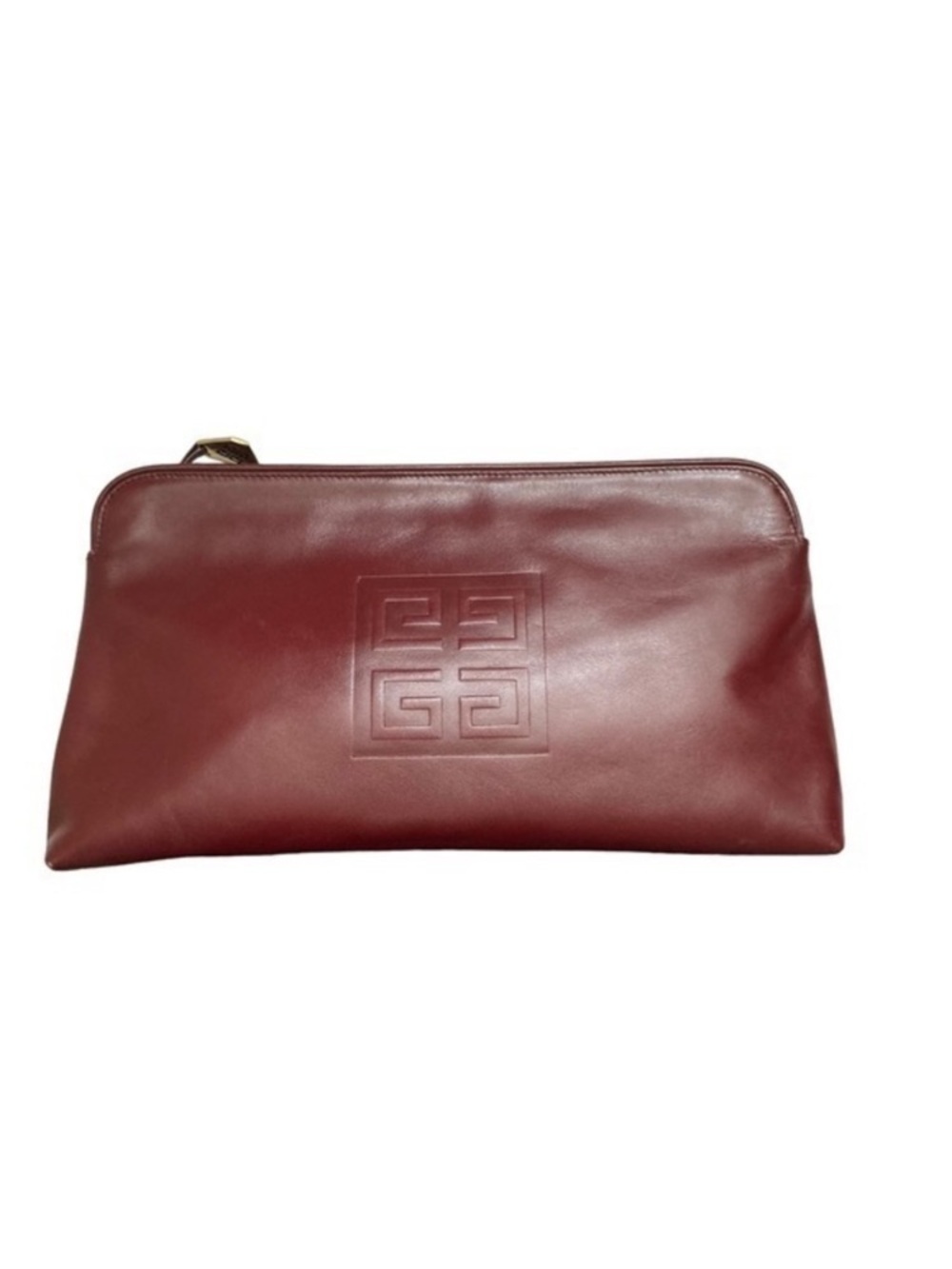 Givenchy Burgundy Embossed Leather Zip Pouch